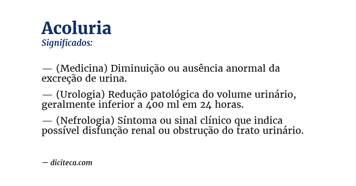 Significado de acoluria