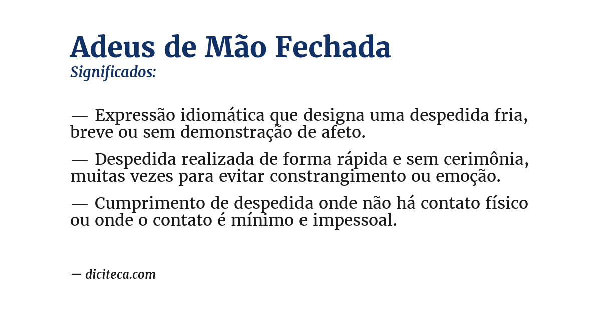 Significado de adeus de mão fechada