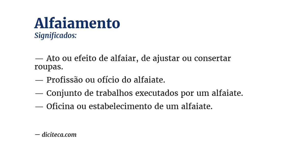 Significado de alfaiamento