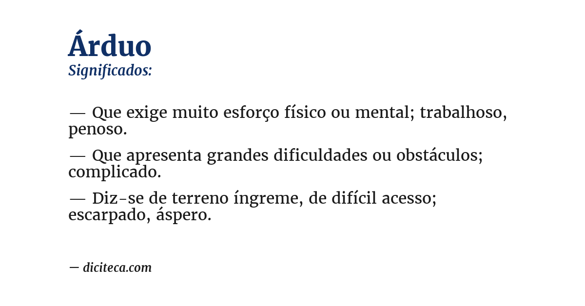 Significado de árduo