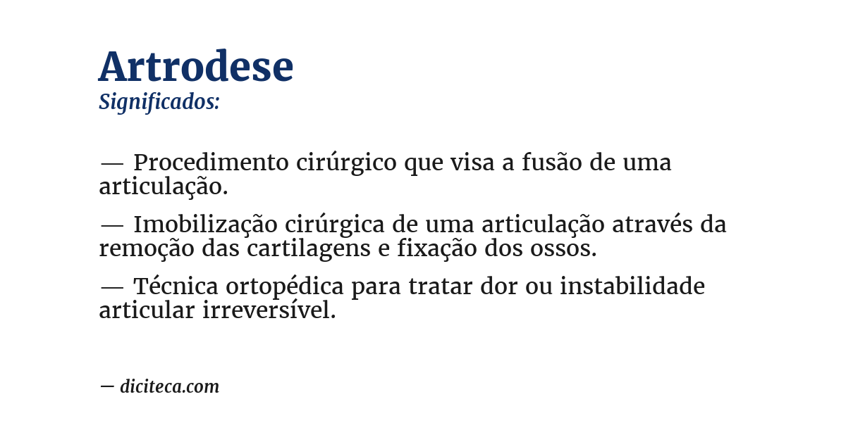 Significado de artrodese