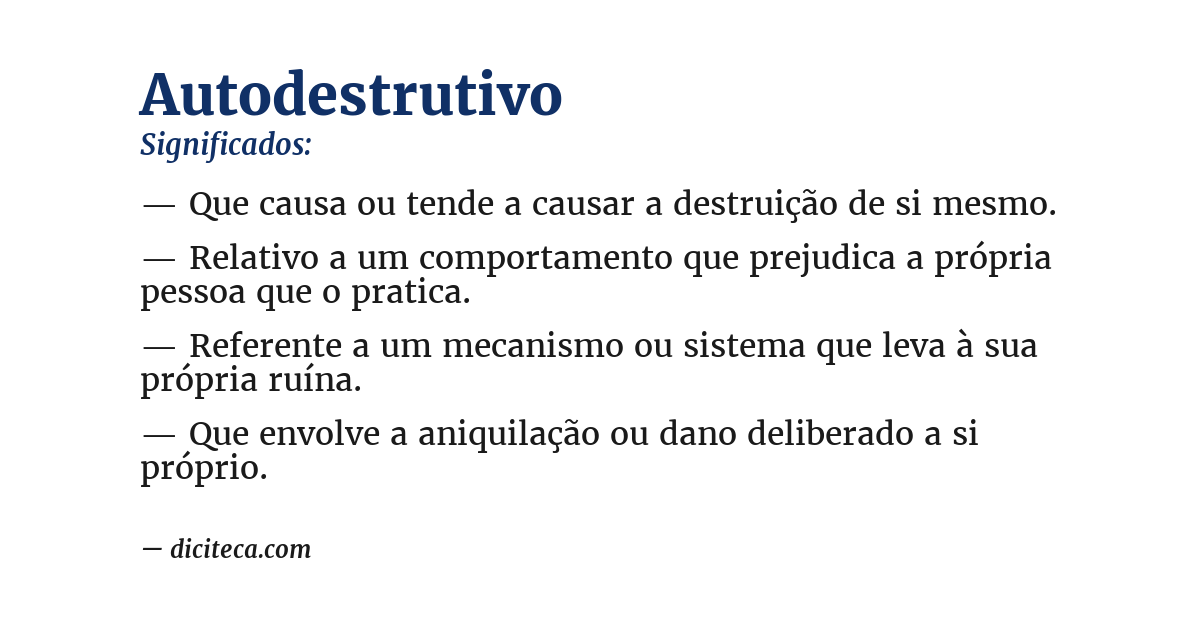 Significado de autodestrutivo