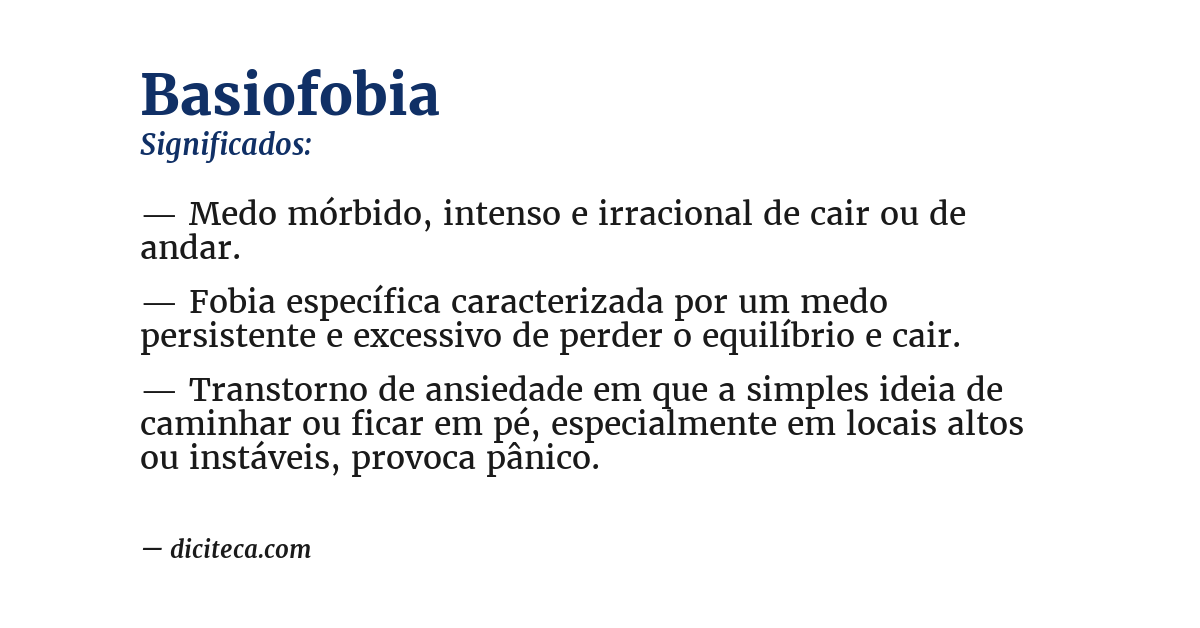 Significado de basiofobia