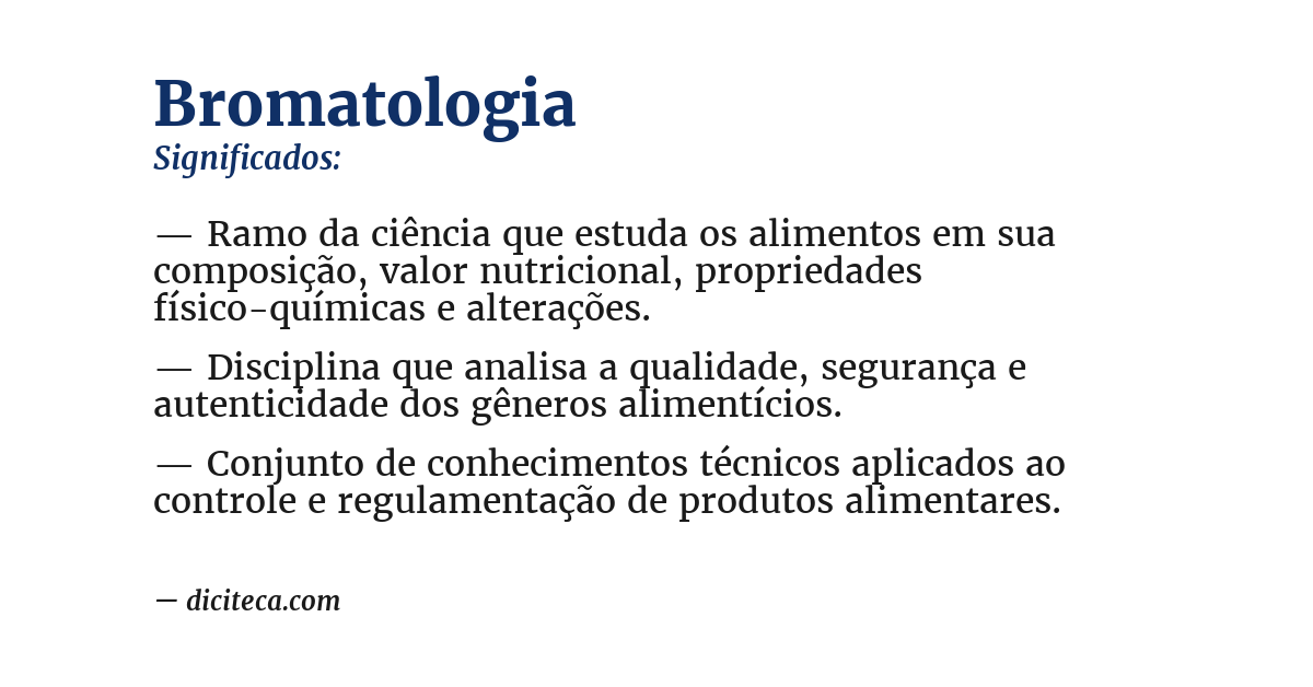 Significado de bromatologia