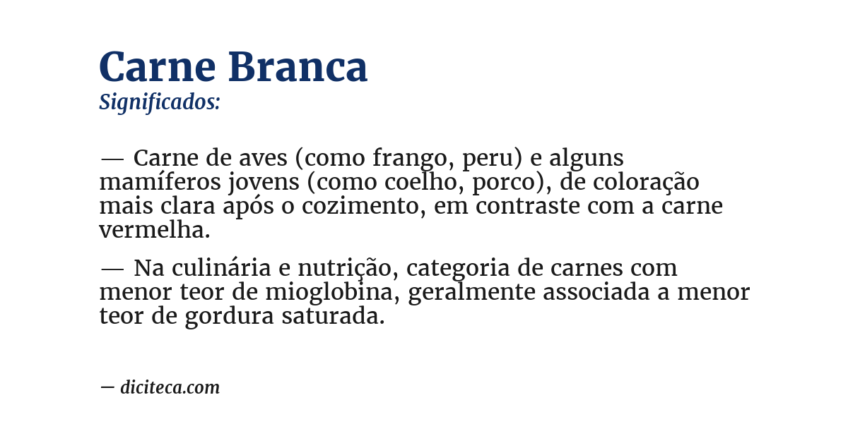 Significado de carne branca