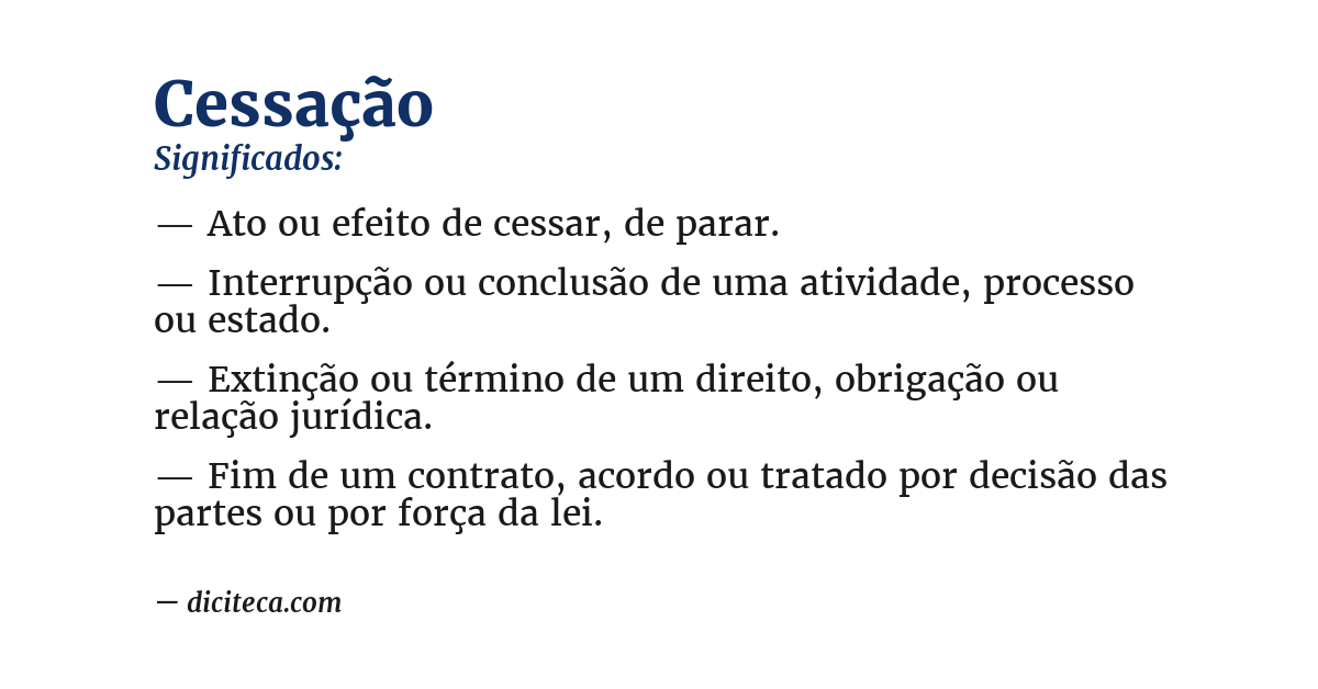 Significado de cessação