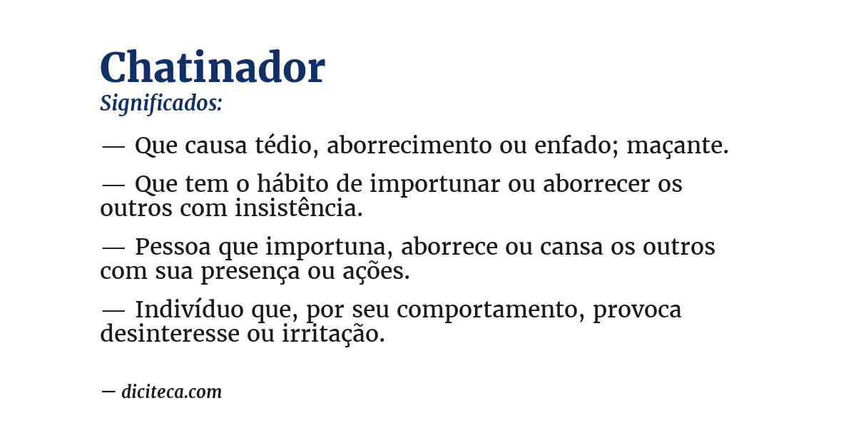 Significado de chatinador