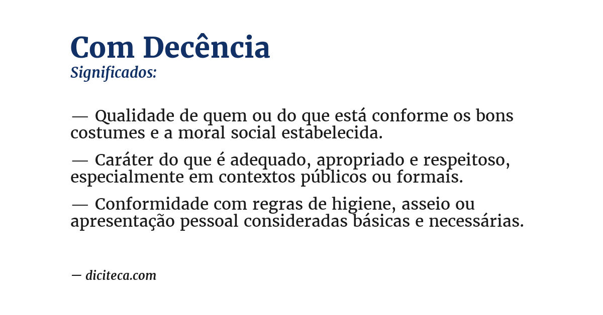 Significado de com decência