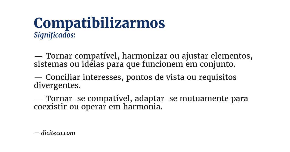 Significado de compatibilizarmos