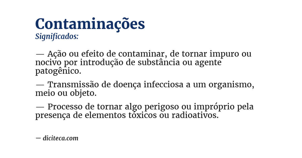 Significado de contaminações