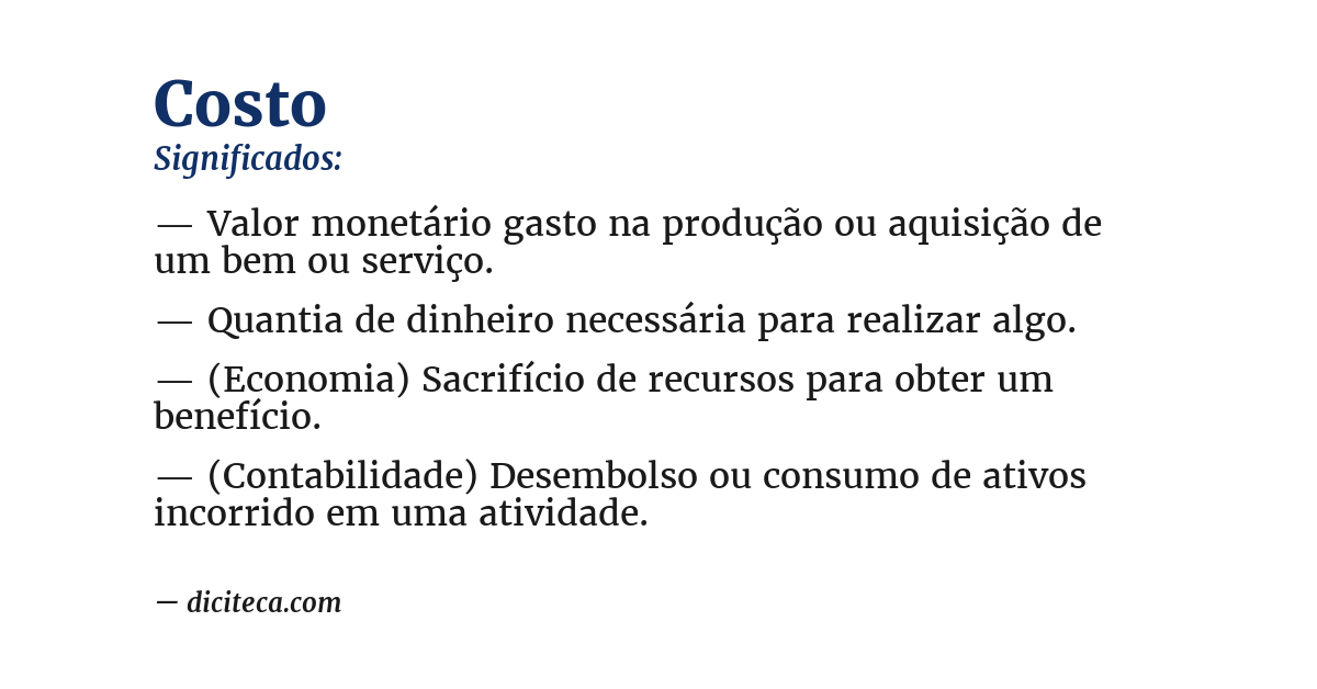 Significado de costo