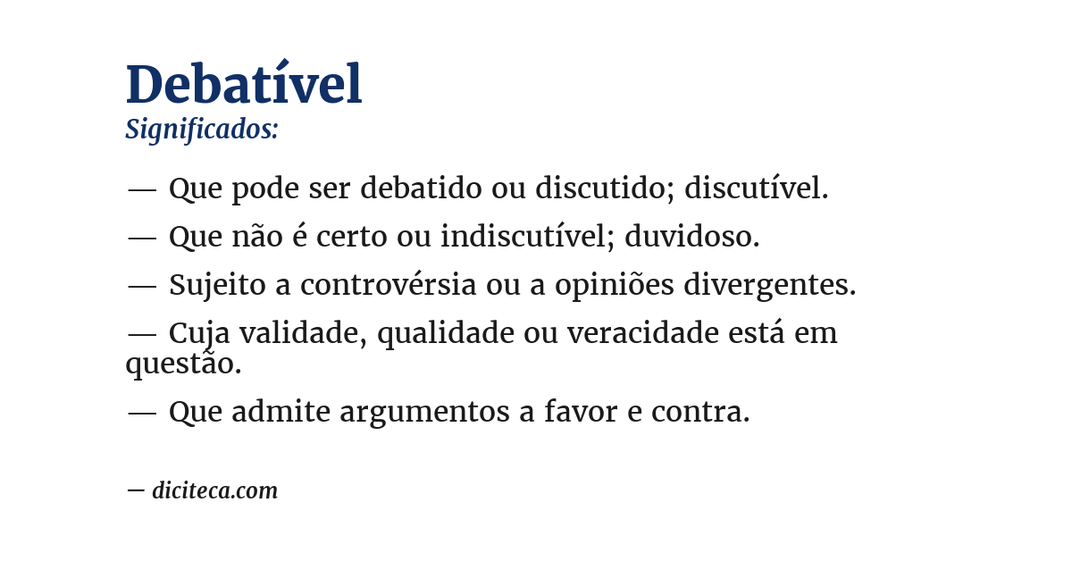 Significado de debatível