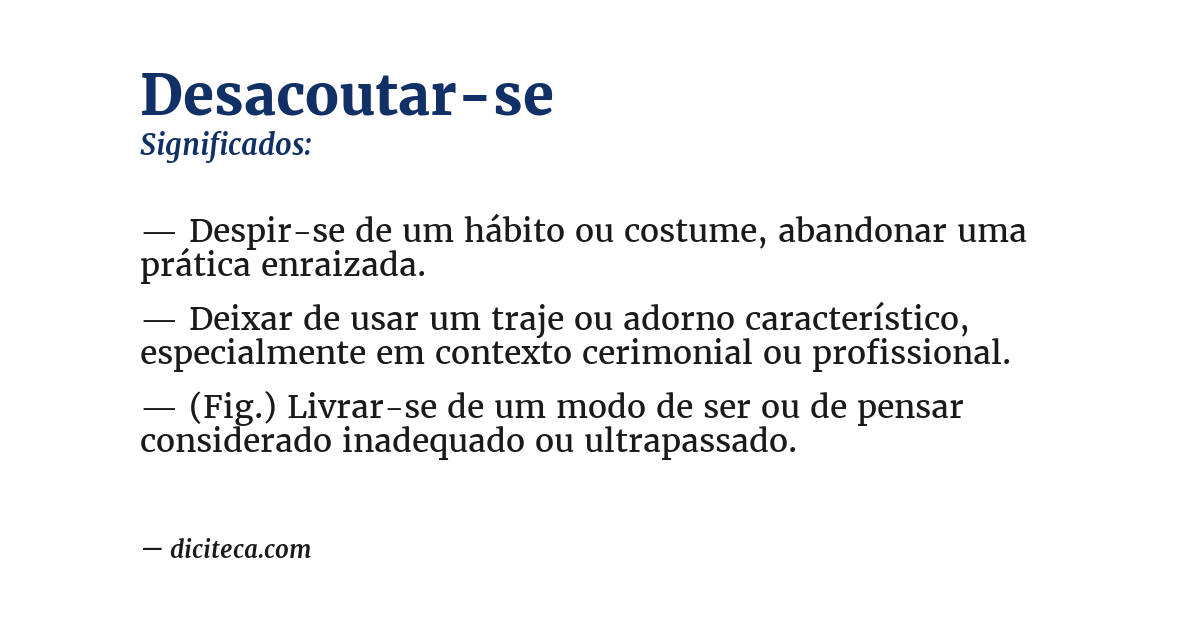 Significado de desacoutar-se