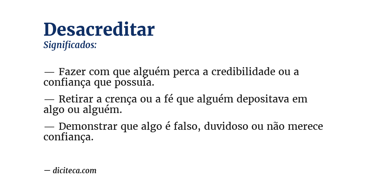 Significado de desacreditar