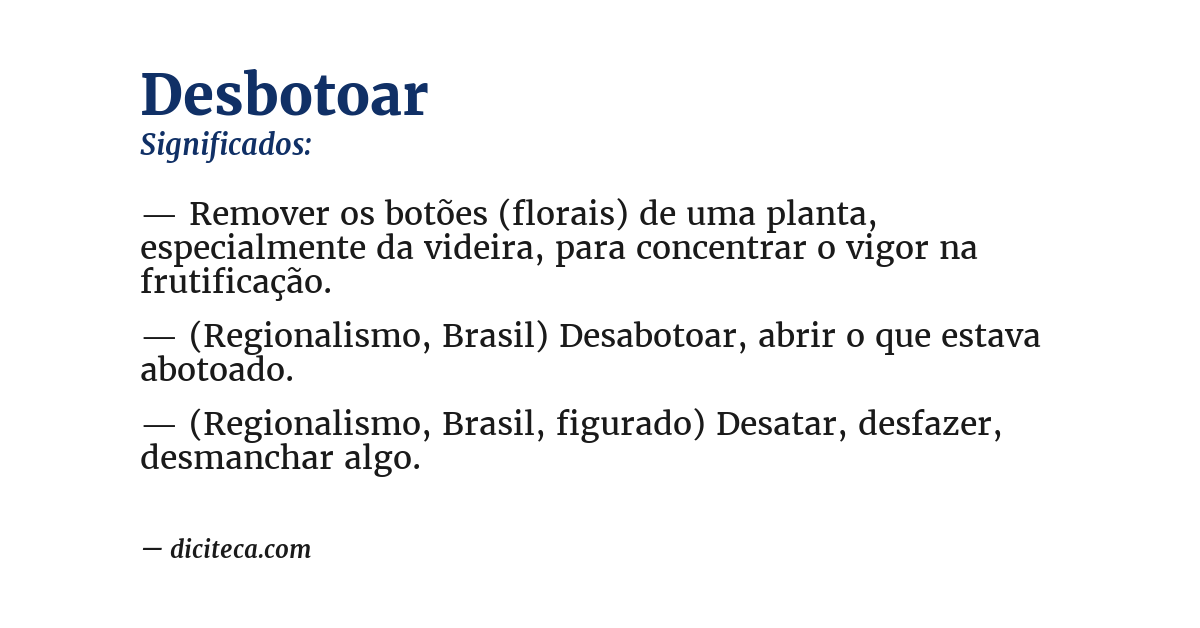 Significado de desbotoar