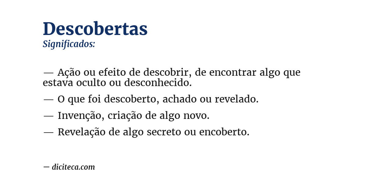 Significado de descobertas
