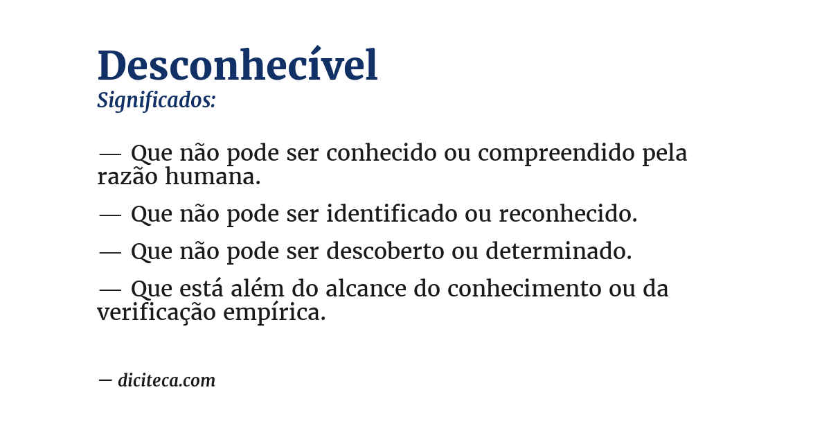 Significado de desconhecível