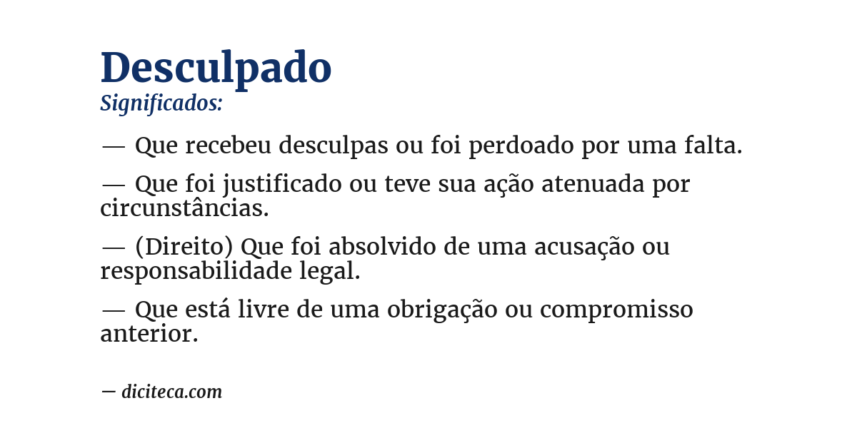 Significado de desculpado