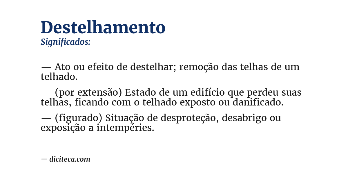 Significado de destelhamento