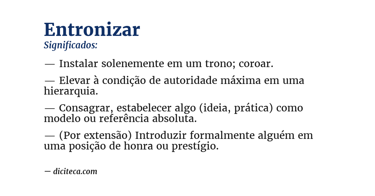 Significado de entronizar