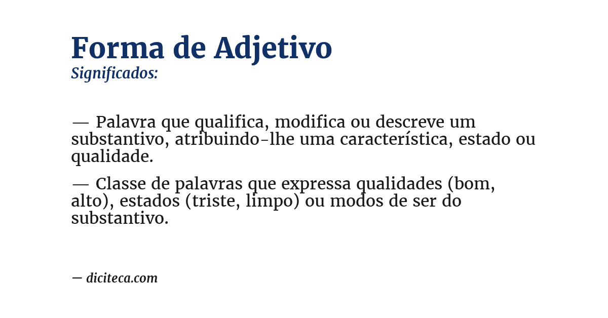 Significado de forma de adjetivo
