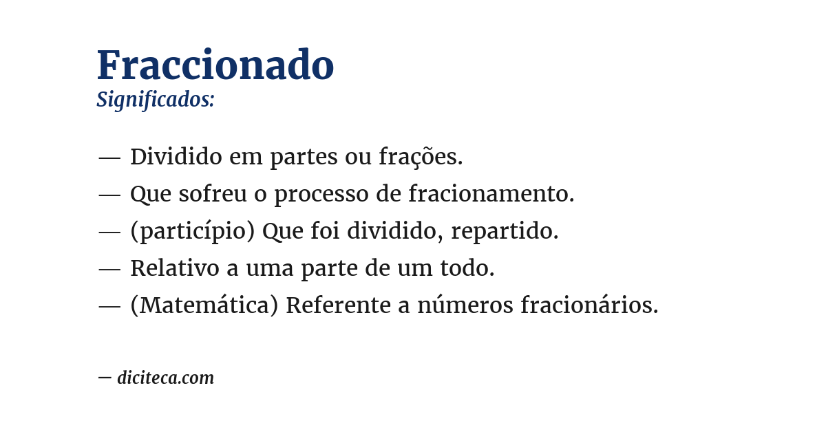 Significado de fraccionado