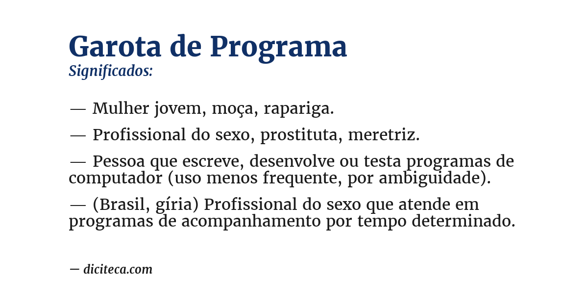 Significado de garota de programa