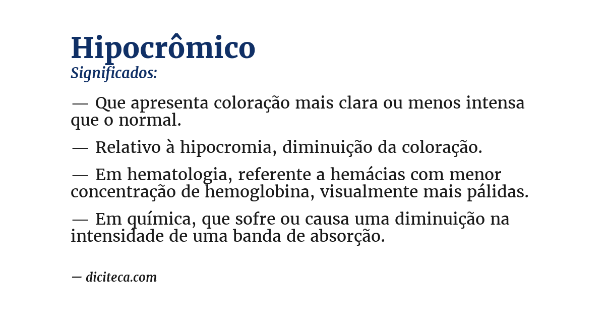 Significado de hipocrômico