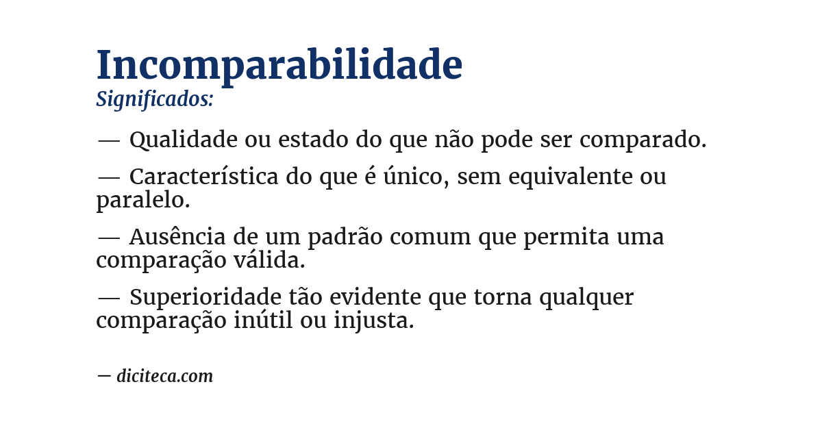 Significado de incomparabilidade