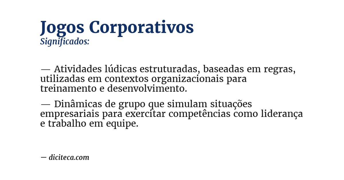 Significado de jogos corporativos