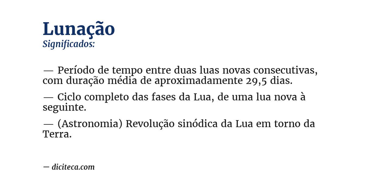 Significado de lunação