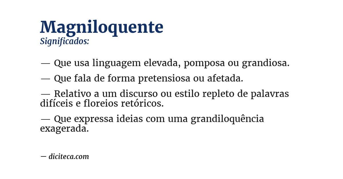 Significado de magniloquente