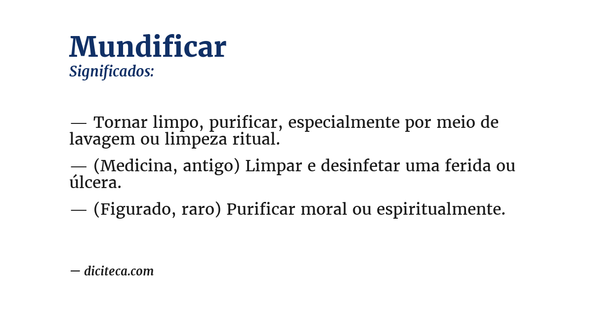 Significado de mundificar