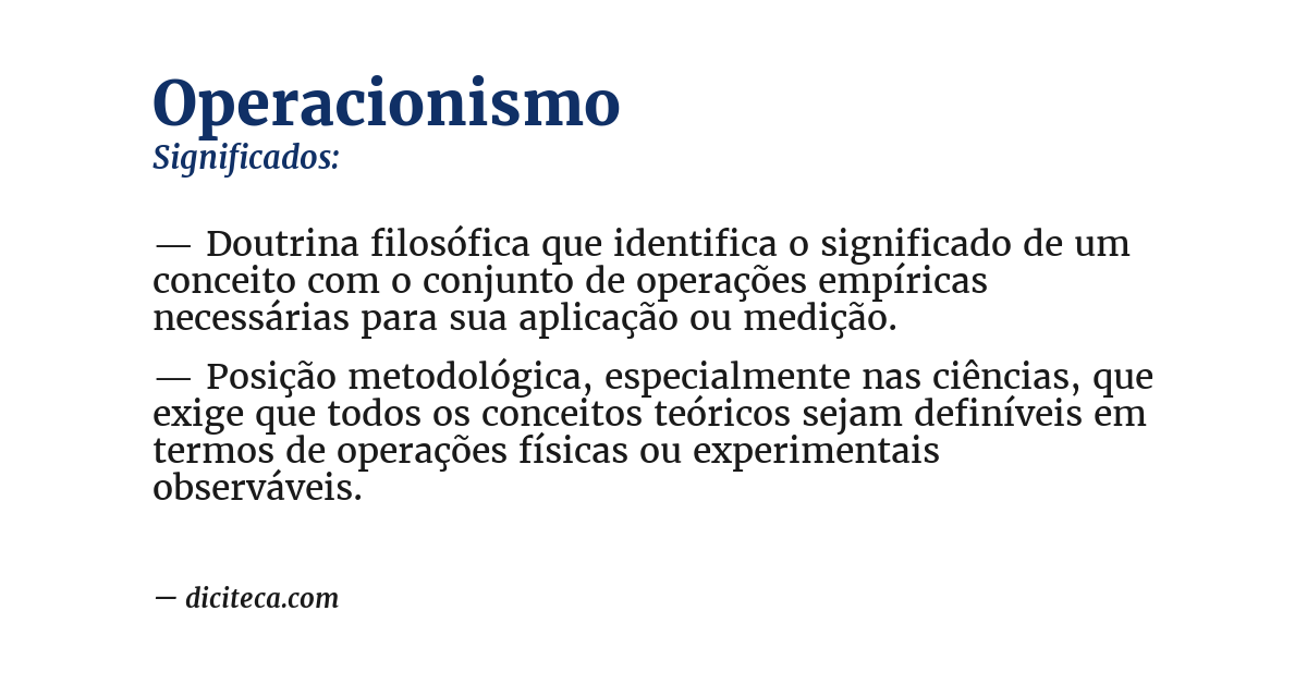 Significado de operacionismo