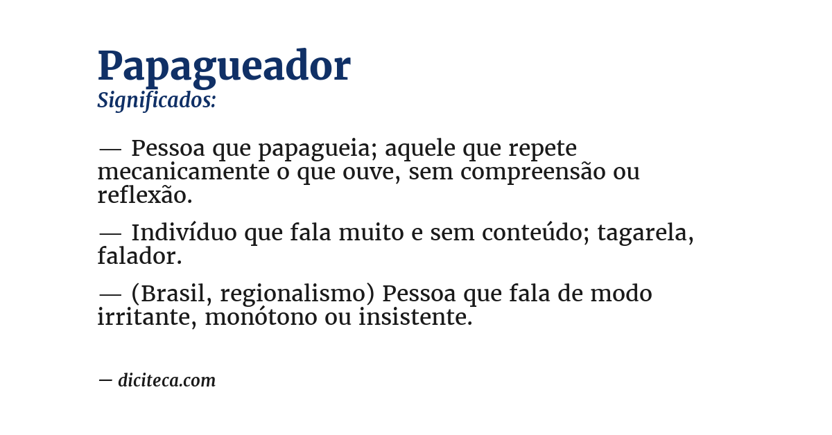 Significado de papagueador