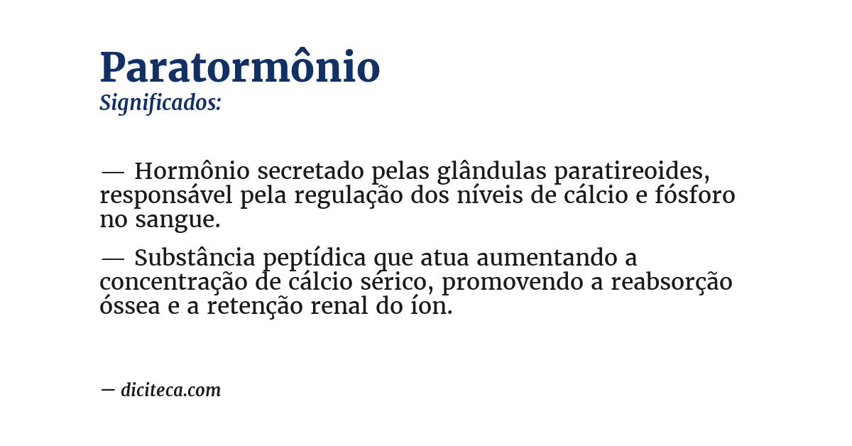 Significado de paratormônio