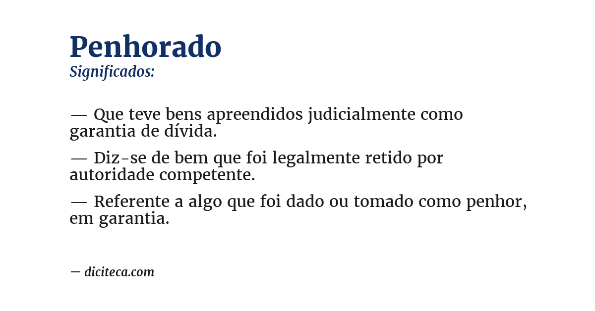 Significado de penhorado