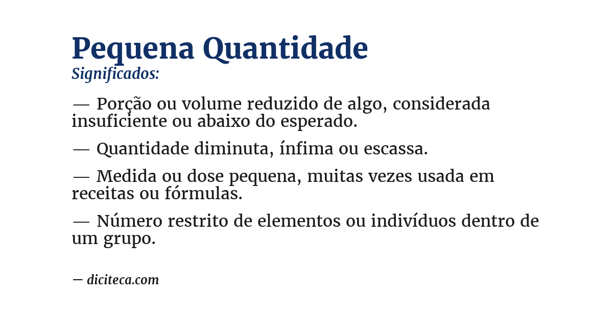 Significado de pequena quantidade