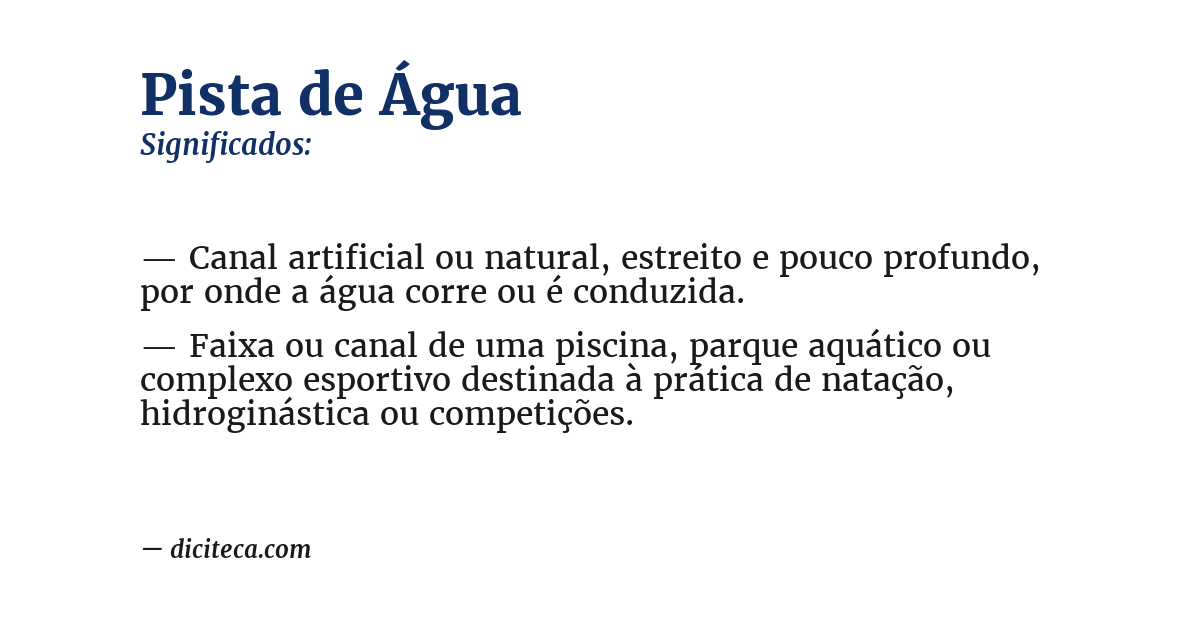 Significado de pista de água