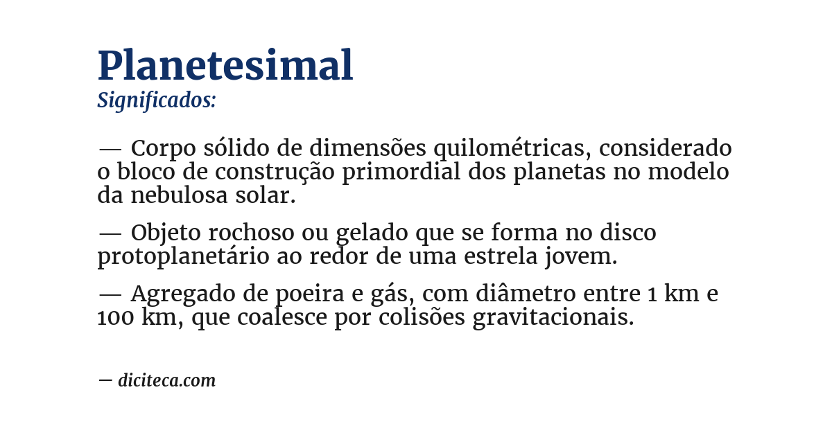 Significado de planetesimal