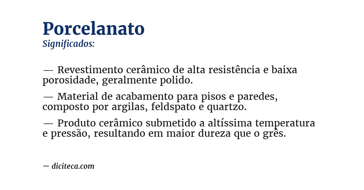 Significado de porcelanato