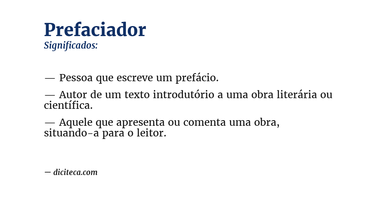 Significado de prefaciador