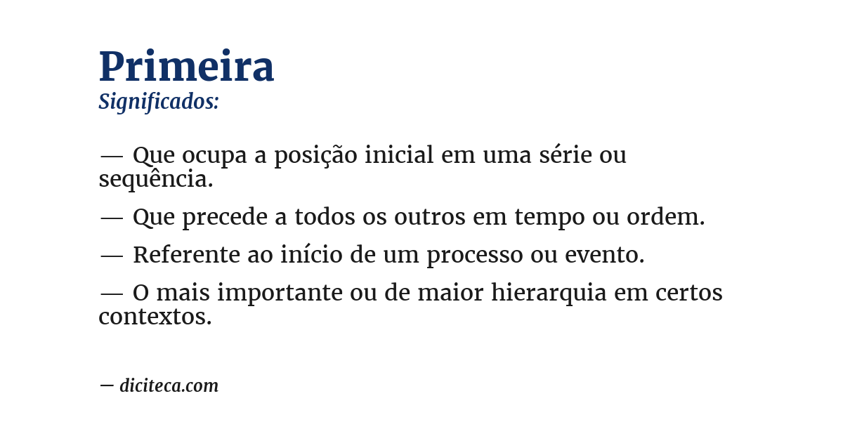 Significado de primeira