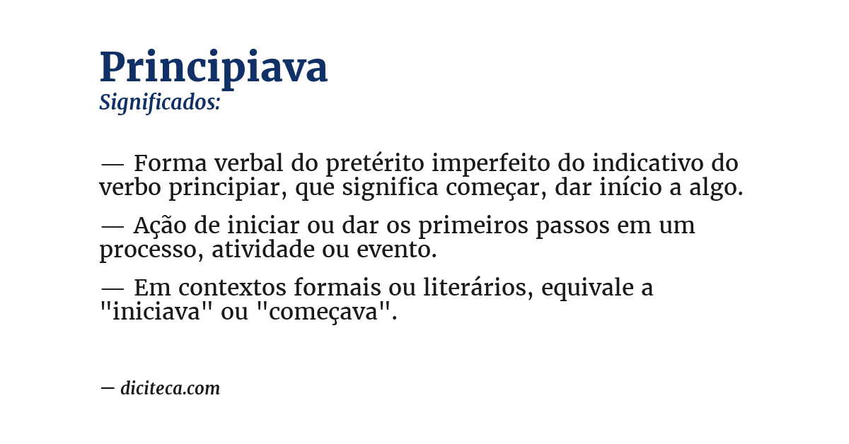 Significado de principiava