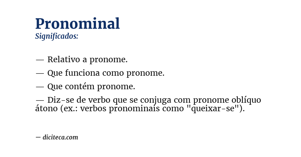 Significado de pronominal