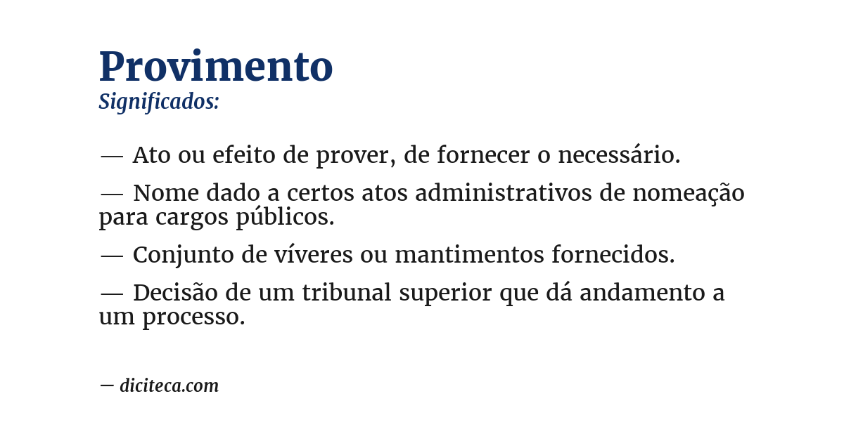 Significado de provimento