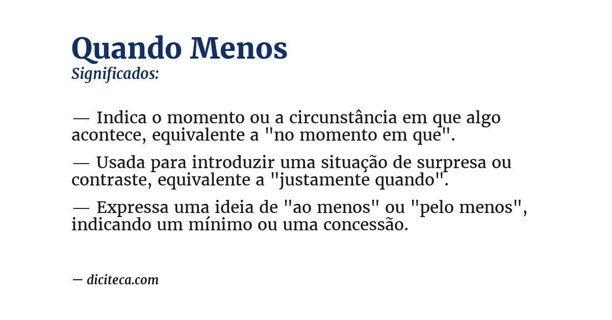 Significado de quando menos