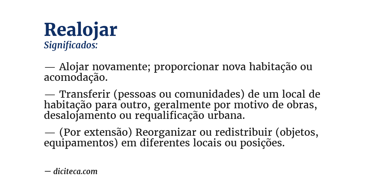 Significado de realojar
