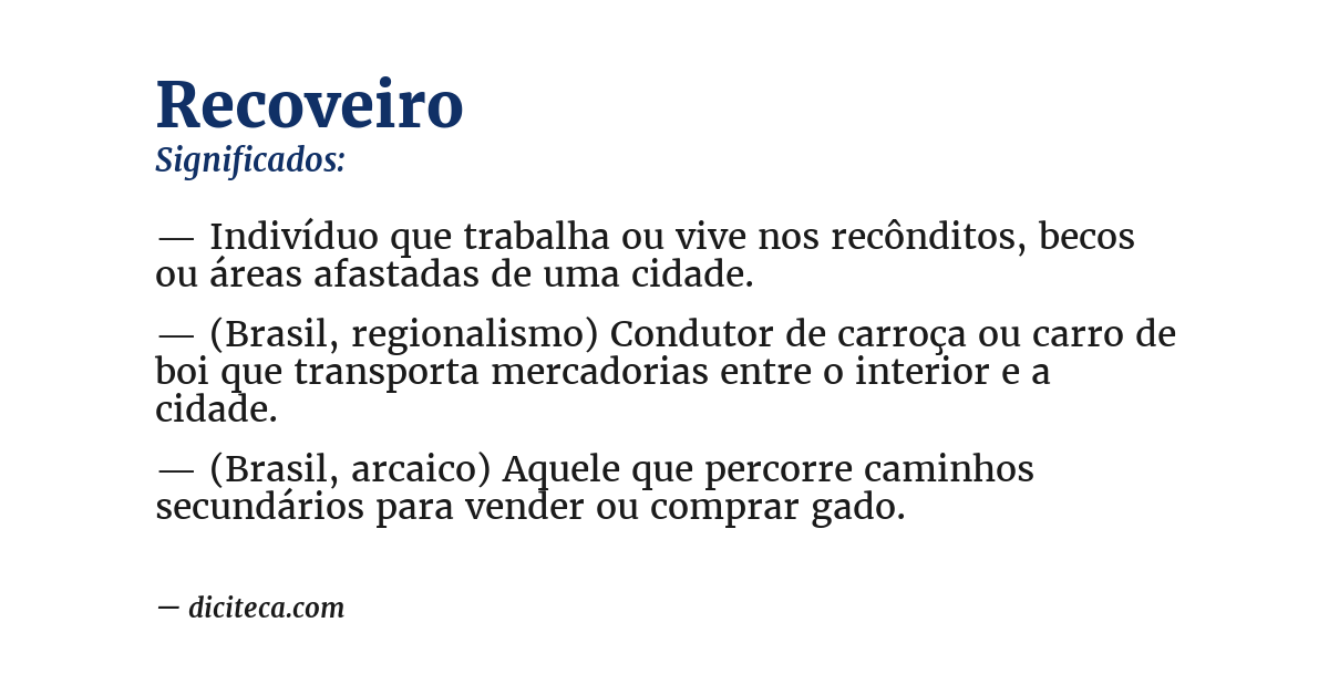 Significado de recoveiro