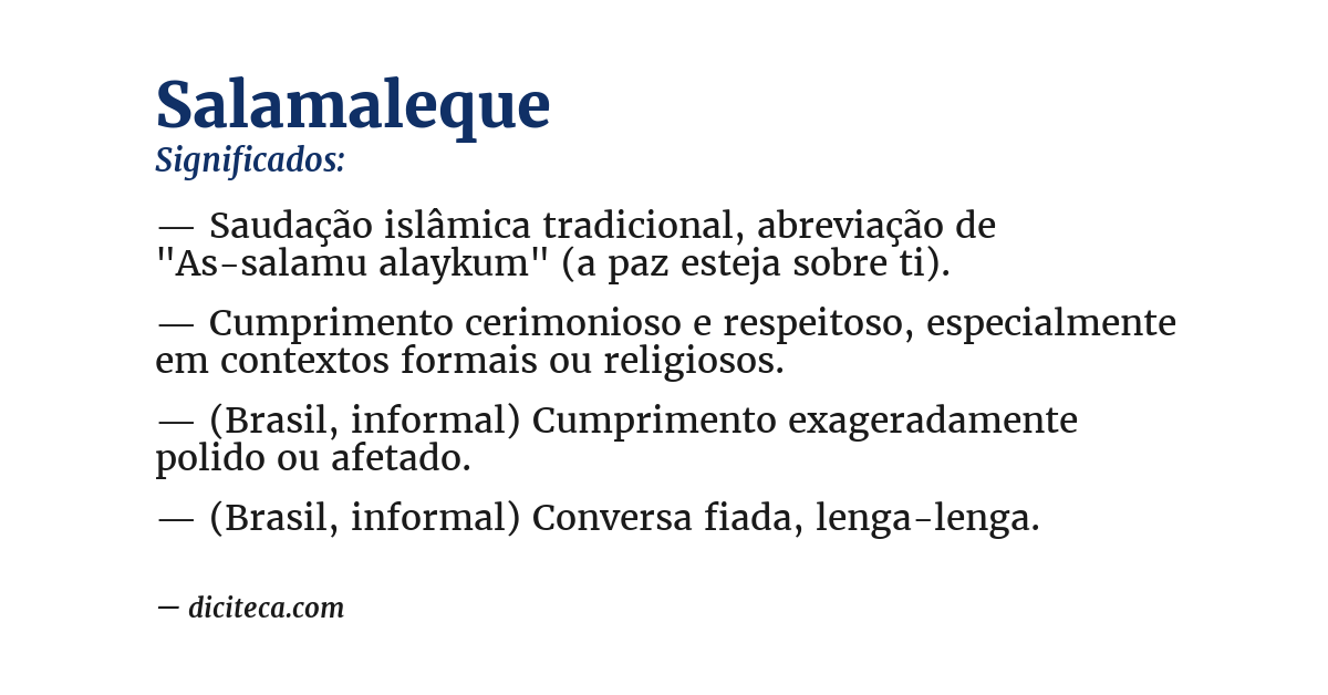 Significado de salamaleque